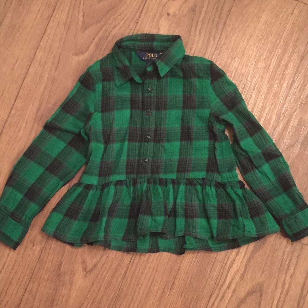 Girls Polo Ralph Lauren Plaid Peplum Top